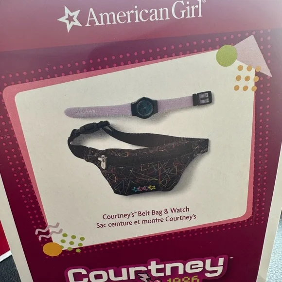American Girl Courtney Belt Bag and Watch Set and boom box set- Black and Purple - Picture 2 of 4